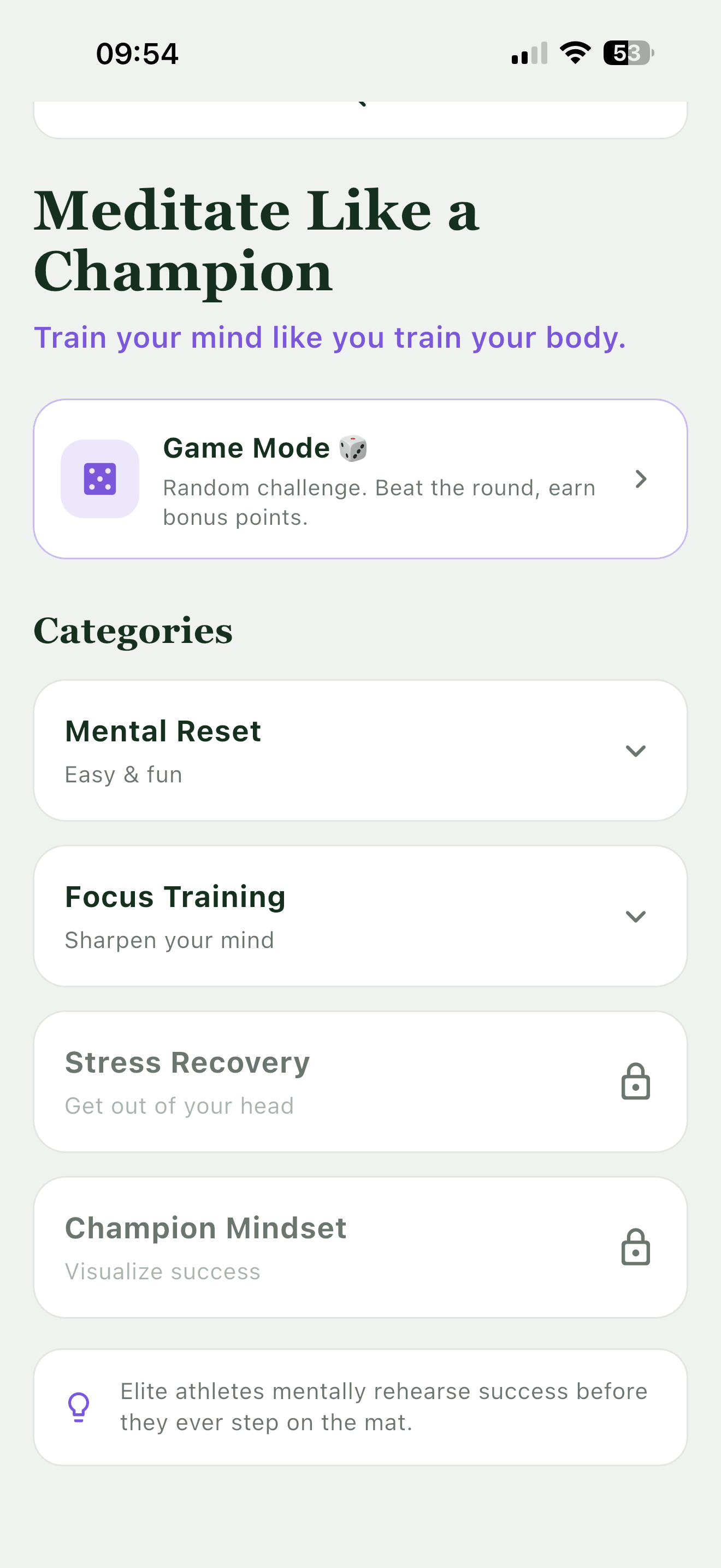 Meditate mode screen